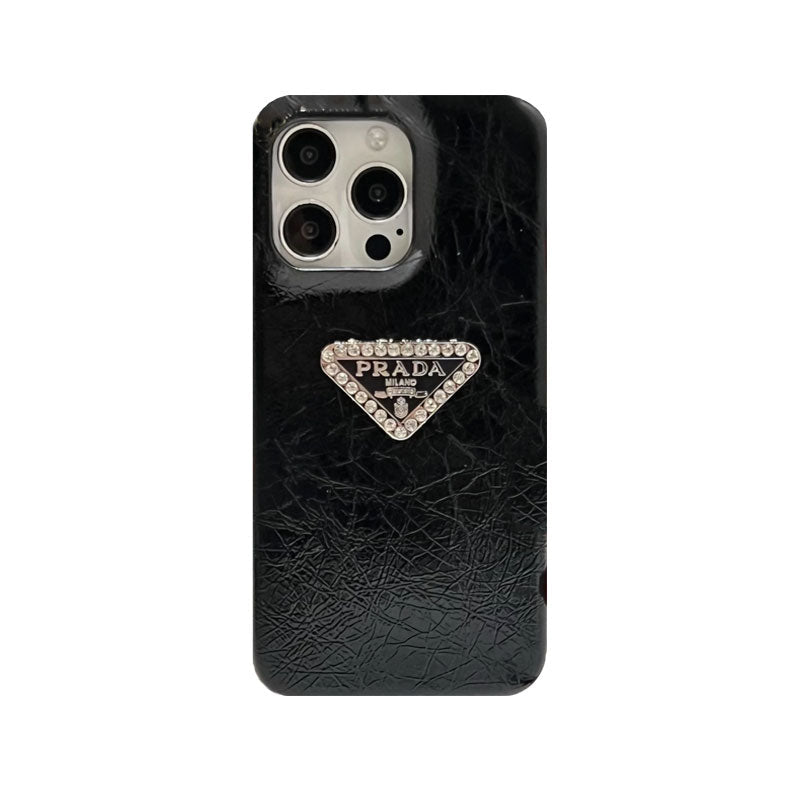 Funda de cuero PR para iPhone negra