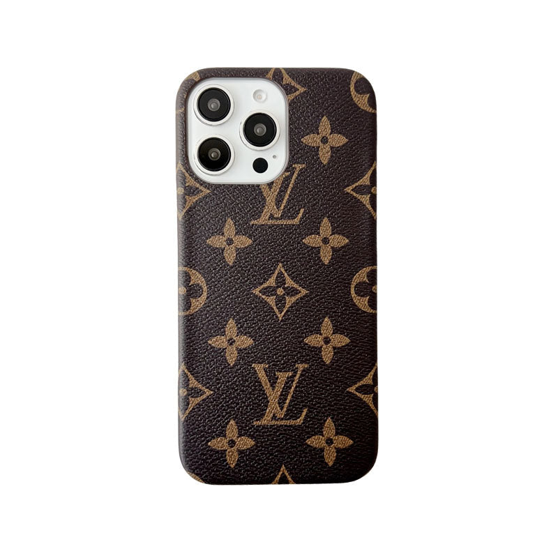 FUNDA DE TELÉFONO CLÁSICA DE CUERO CON MONOGRAMA PARA IPHONE, ESTAMPADO GRANDE