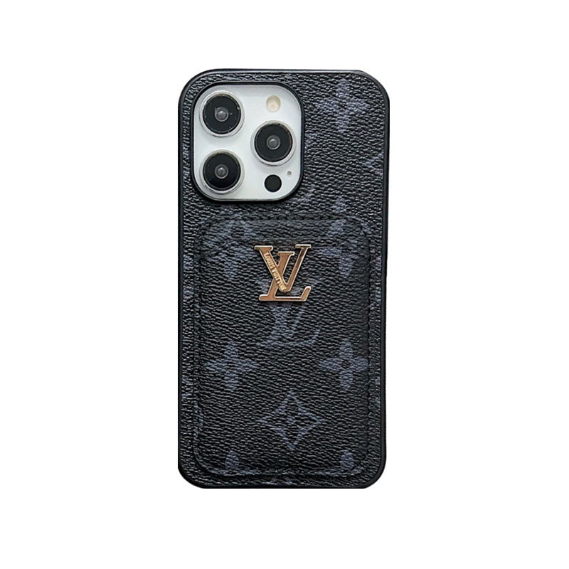 Funda clásica con monograma para iPhone y tarjetero - estampado negro