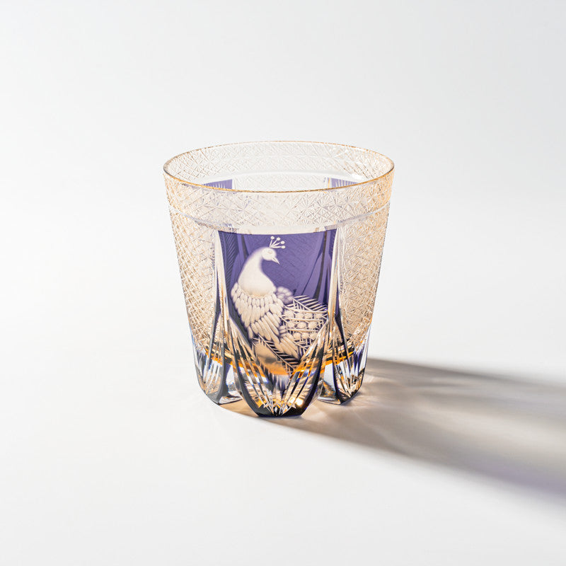 Kirikoya™ Peacock Edo Kiriko Glass Cup