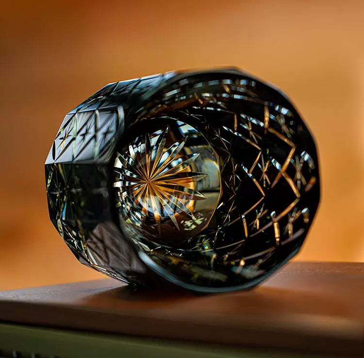 Kirikoya™ Black Stellar Edo Kiriko Glass Cup