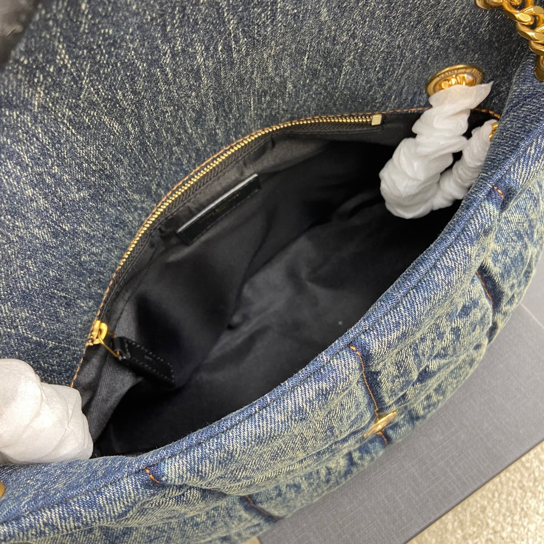 YSL Puffer Denim Bag - 29¡Á17¡Á11cm