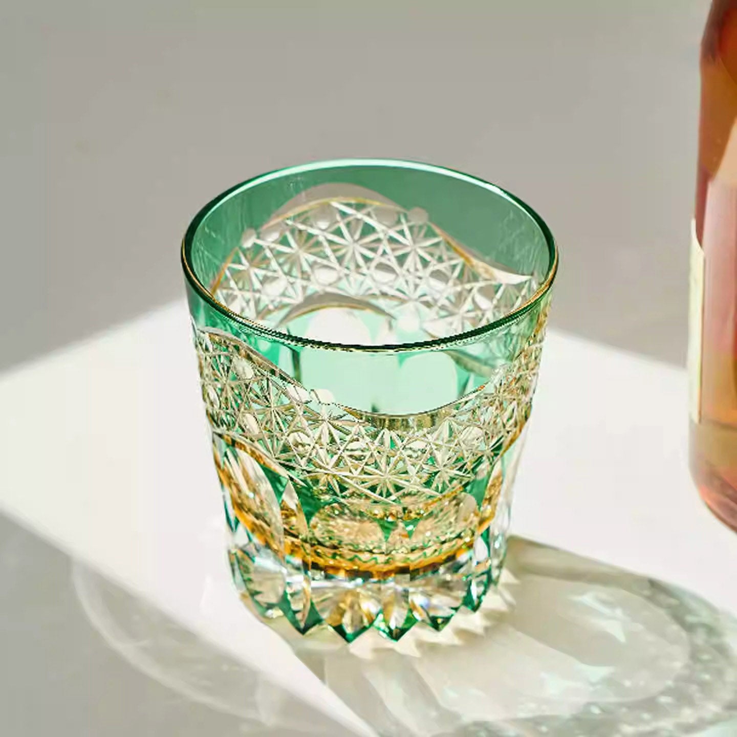 Kirikoya™ Emerald Dawn Edo Kiriko Glass Cup