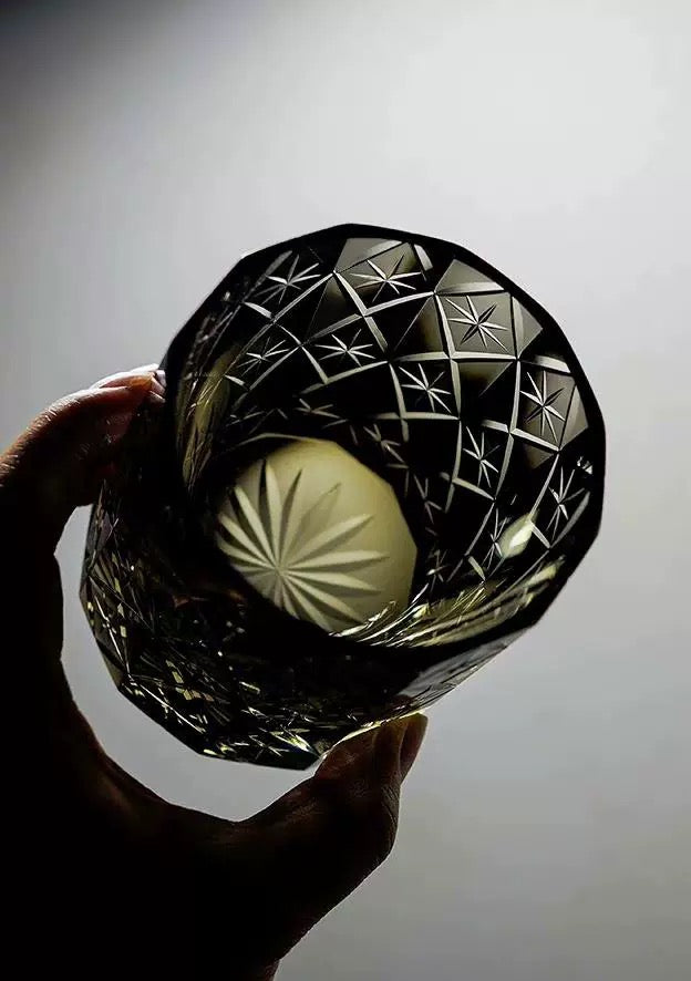Kirikoya™ Black Stellar Edo Kiriko Glass Cup