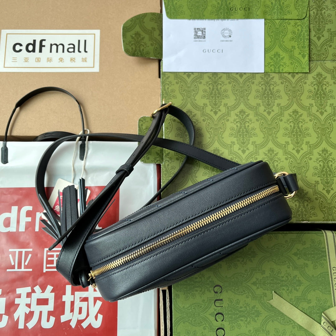 Gucci Blondie Small Shoulder Dark Blue Leather Bag - 21x15.5x5cm