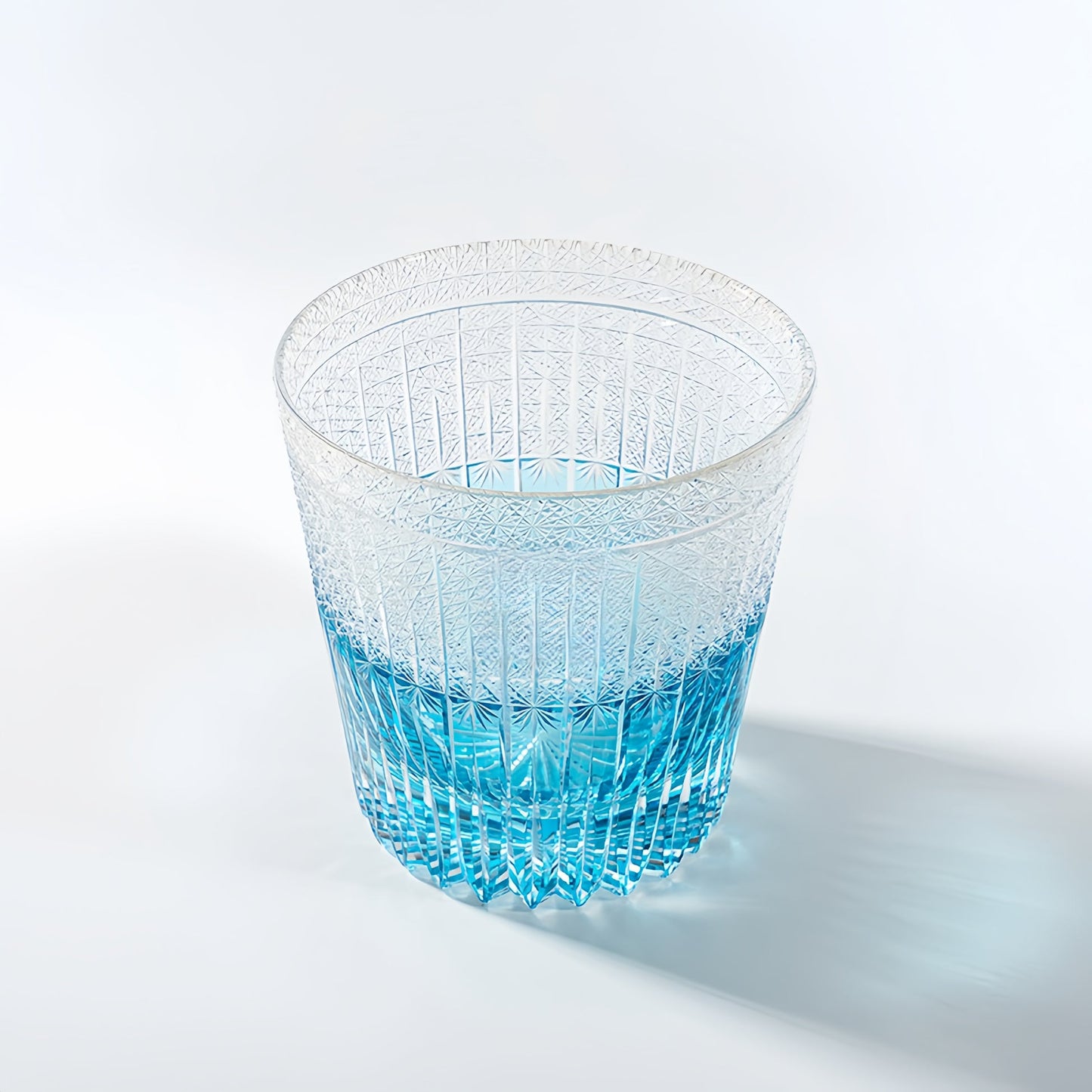 Kirikoya™ Blue Wheat Awn Edo Kiriko Glass Cup