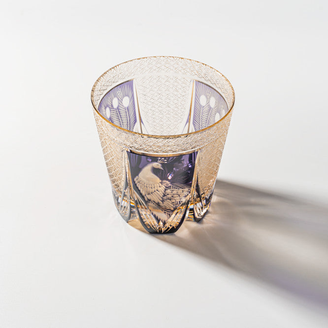Kirikoya™ Peacock Edo Kiriko Glass Cup