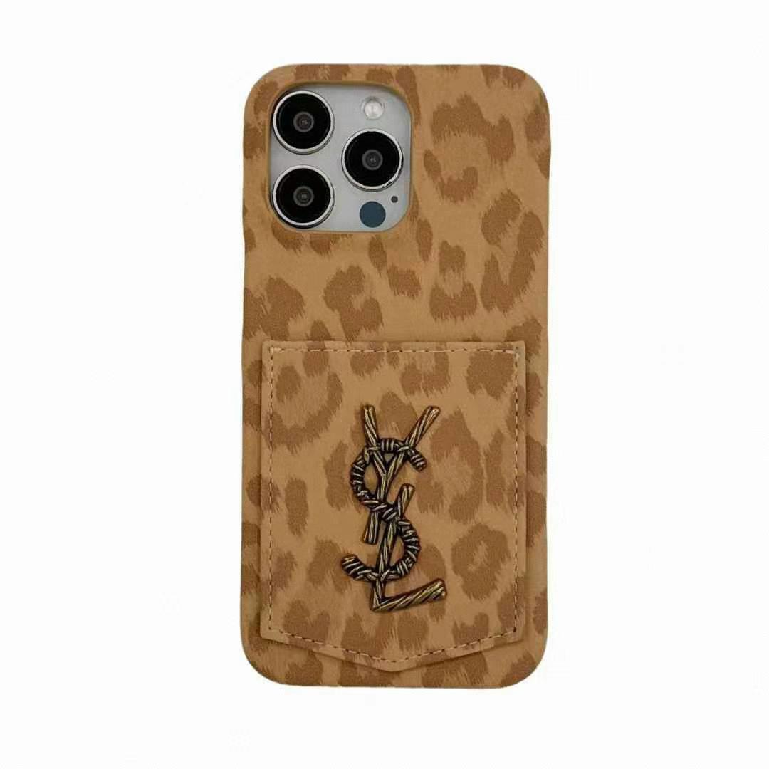 VINTAGE YSL PHONE CASE BROWN