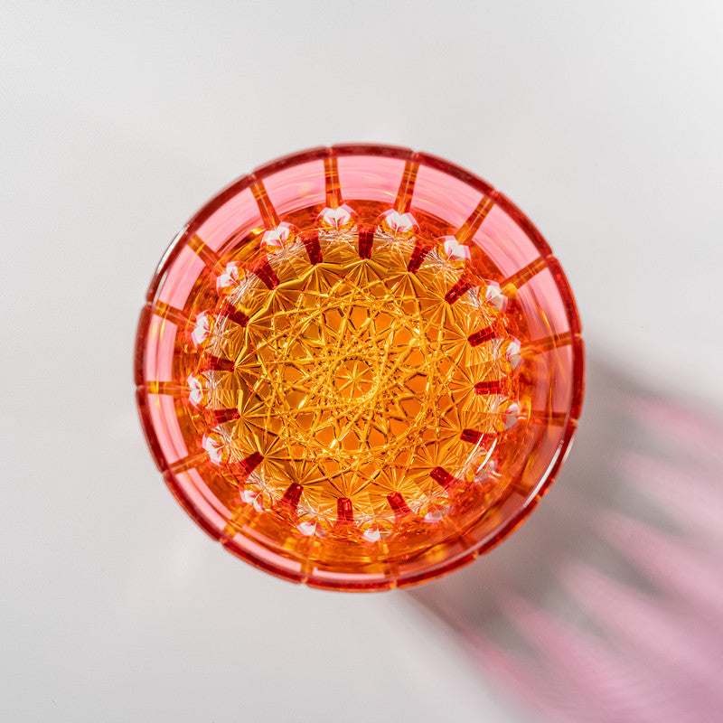 Kirikoya™ Red Starburst Edo Kiriko Glass Cup