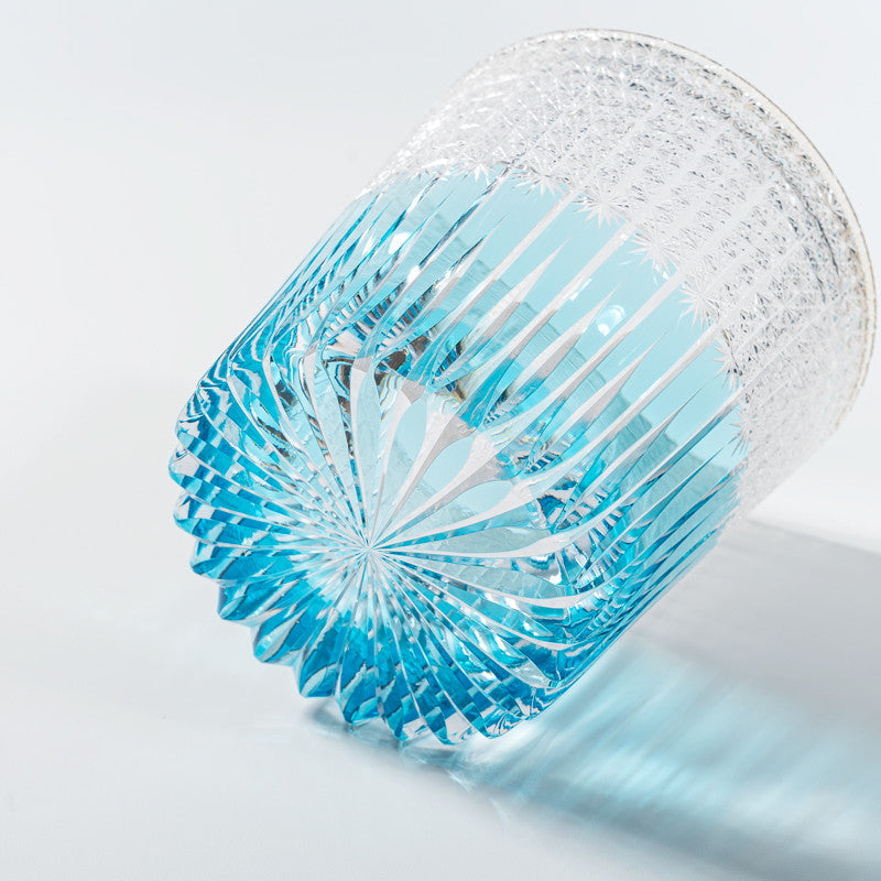 Kirikoya™ Blue Wheat Awn Edo Kiriko Glass Cup