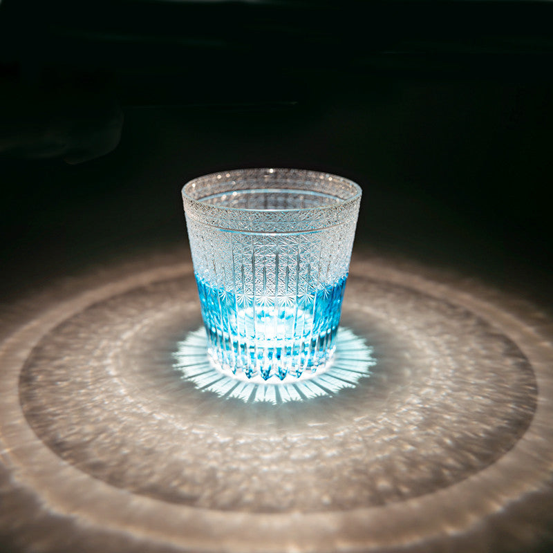 Kirikoya™ Blue Wheat Awn Edo Kiriko Glass Cup
