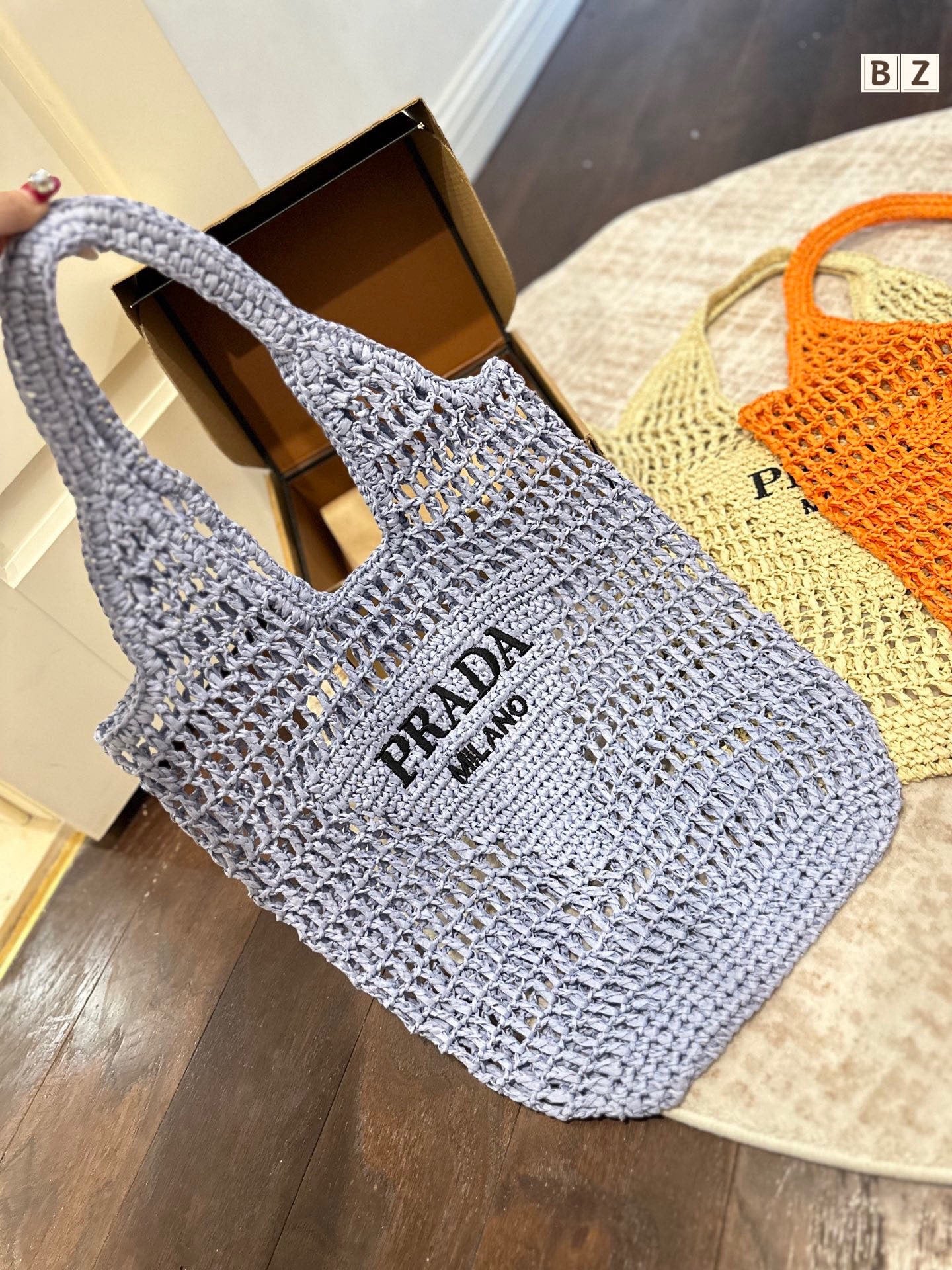 Prada Raffia Tote Bag-Blue 36*38cm – serenityll