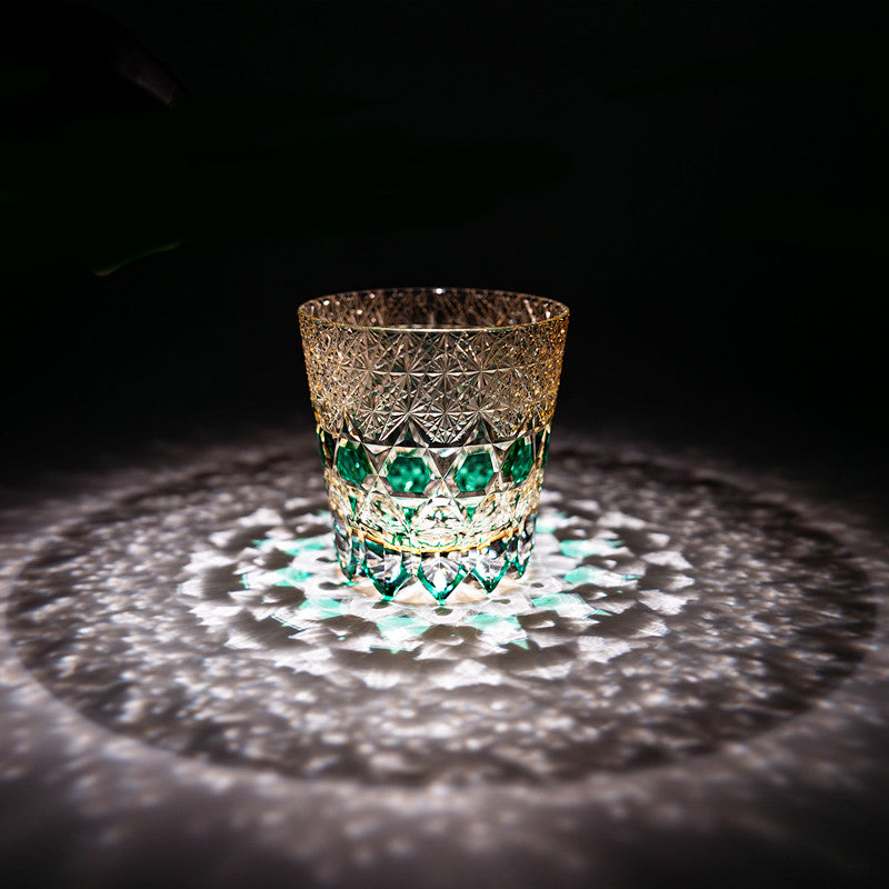 Kirikoya™ Green Prism Edo Kiriko Glass Cup