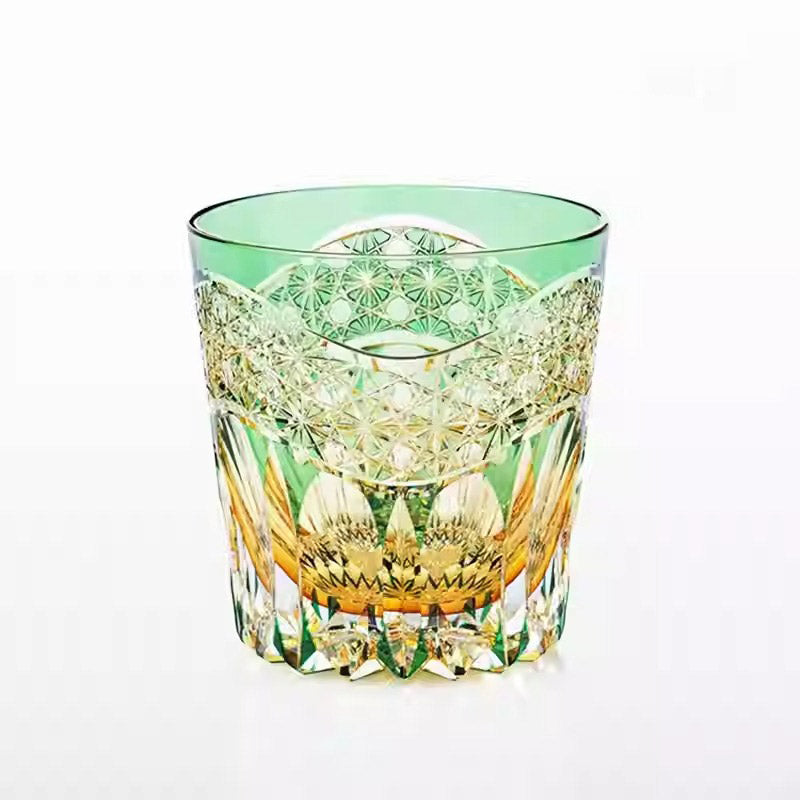Kirikoya™ Emerald Dawn Edo Kiriko Glass Cup